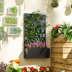 Outsunny Metal Garden Bed with Trellis for Climbing Plants, Freestanding or Wall Mounted Flower Bed for Garden, Patio, Balcony