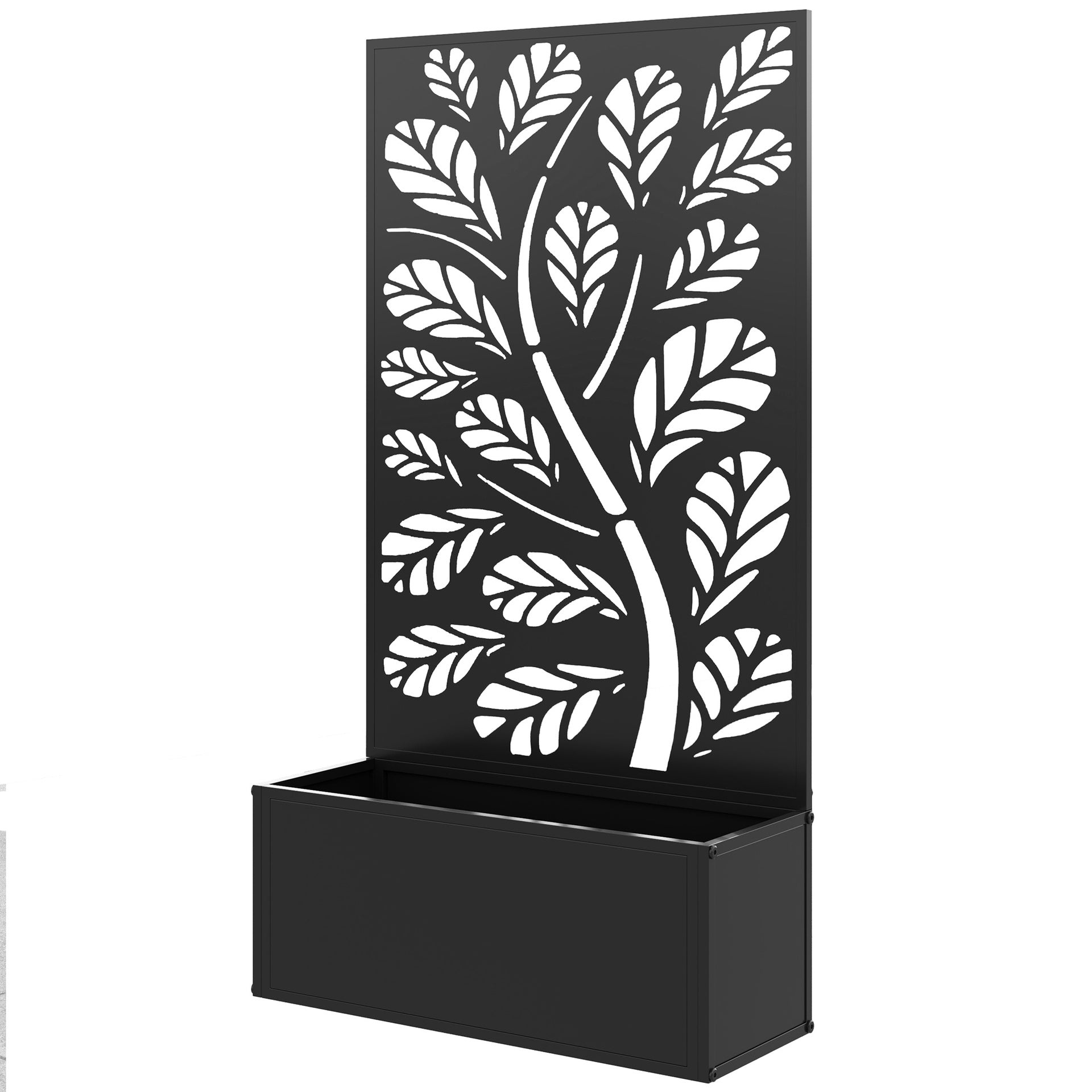 Outsunny Metal Garden Bed with Trellis for Climbing Plants, Freestanding or Wall Mounted Flower Bed for Garden, Patio, Balcony