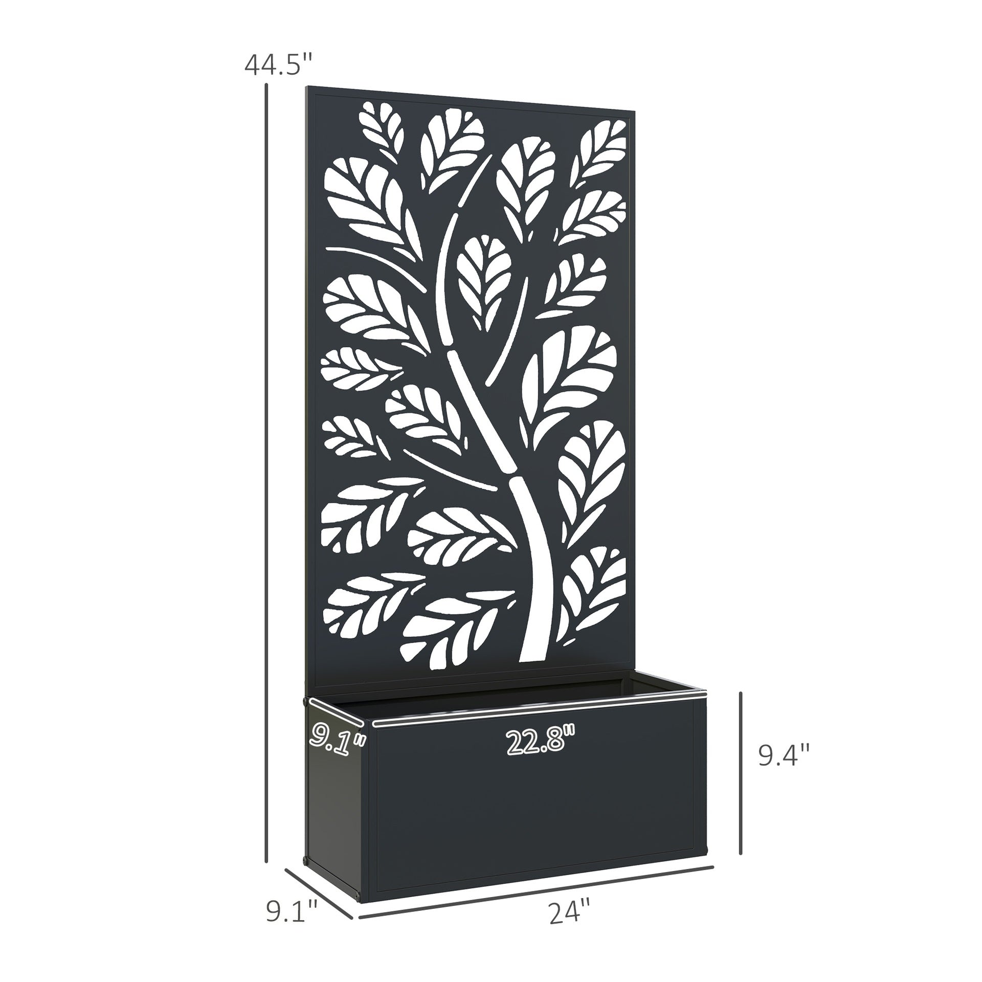 Outsunny Metal Garden Bed with Trellis for Climbing Plants, Freestanding or Wall Mounted Flower Bed for Garden, Patio, Balcony