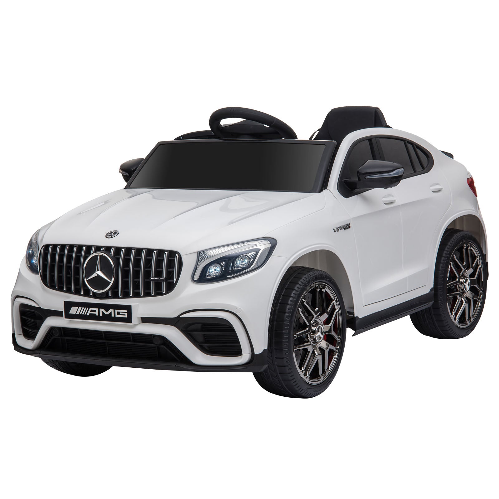 Aosom 12V Toddler Ride On Car with Remote Control, Mercedes Benz AMG GLC63S Coupe, Electric Car with 2 Speed, MP3 Player, Light, Horn, Songs, Suspension, White