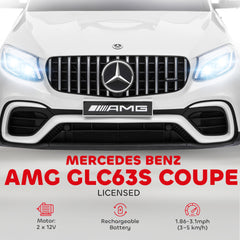 Aosom 12V Toddler Ride On Car with Remote Control, Mercedes Benz AMG GLC63S Coupe, Electric Car with 2 Speed, MP3 Player, Light, Horn, Songs, Suspension, White