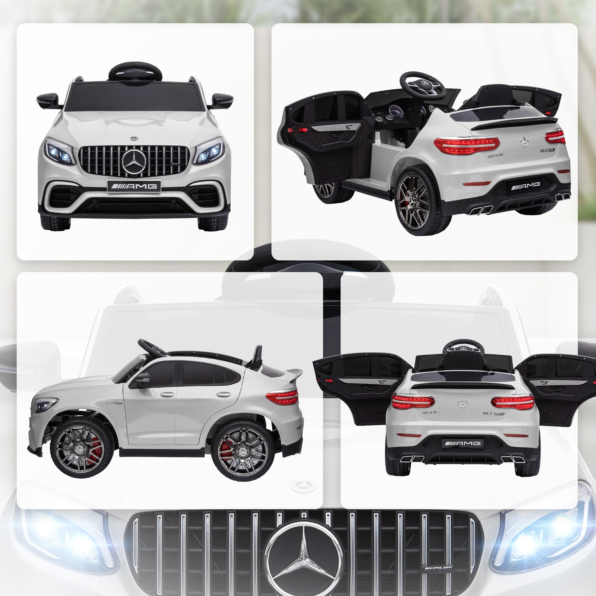 Aosom 12V Toddler Ride On Car with Remote Control, Mercedes Benz AMG GLC63S Coupe, Electric Car with 2 Speed, MP3 Player, Light, Horn, Songs, Suspension, White