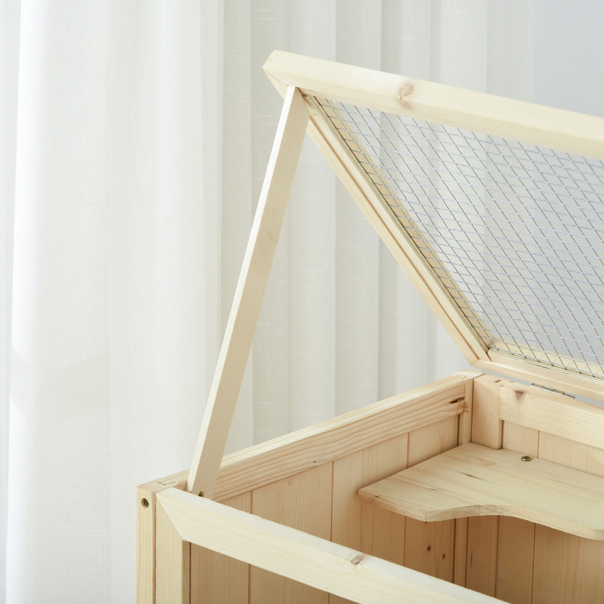 PawHut 3-Tier Wooden Hamster Cage Mice and Rat Cage Small Animals Hutch with Openable Top, Front Door, Shelf, Natural Wood
