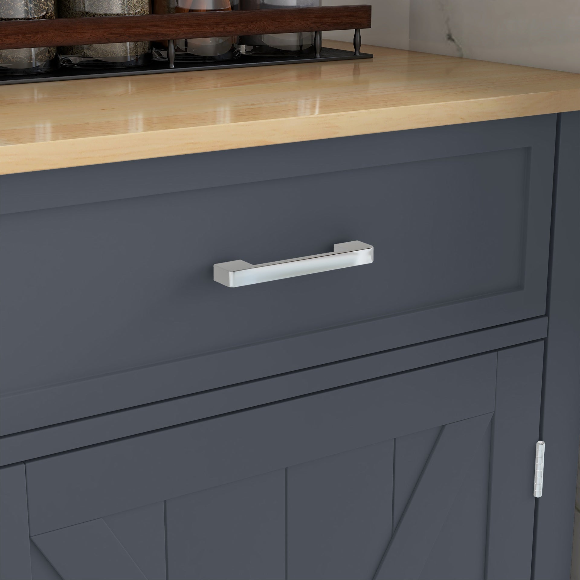 HOMCOM Rolling Kitchen Island with Drop Leaf Wood Breakfast Bar, Farmhouse Kitchen Cart with 2 Drawers, Adjustable Shelves for Dining Room, Dark Gray