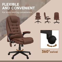 HOMCOM Massage Office Chair, Heated Reclining Computer Chair with 6 Vibration Points, Armrest and Remote, Brown
