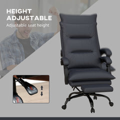 Vinsetto Executive Massage Office Chair with 6 Vibration Points, Microfiber Computer Desk Chair, Heated Reclining Chair with Footrest, Armrest, Double Padding, Charcoal Gray