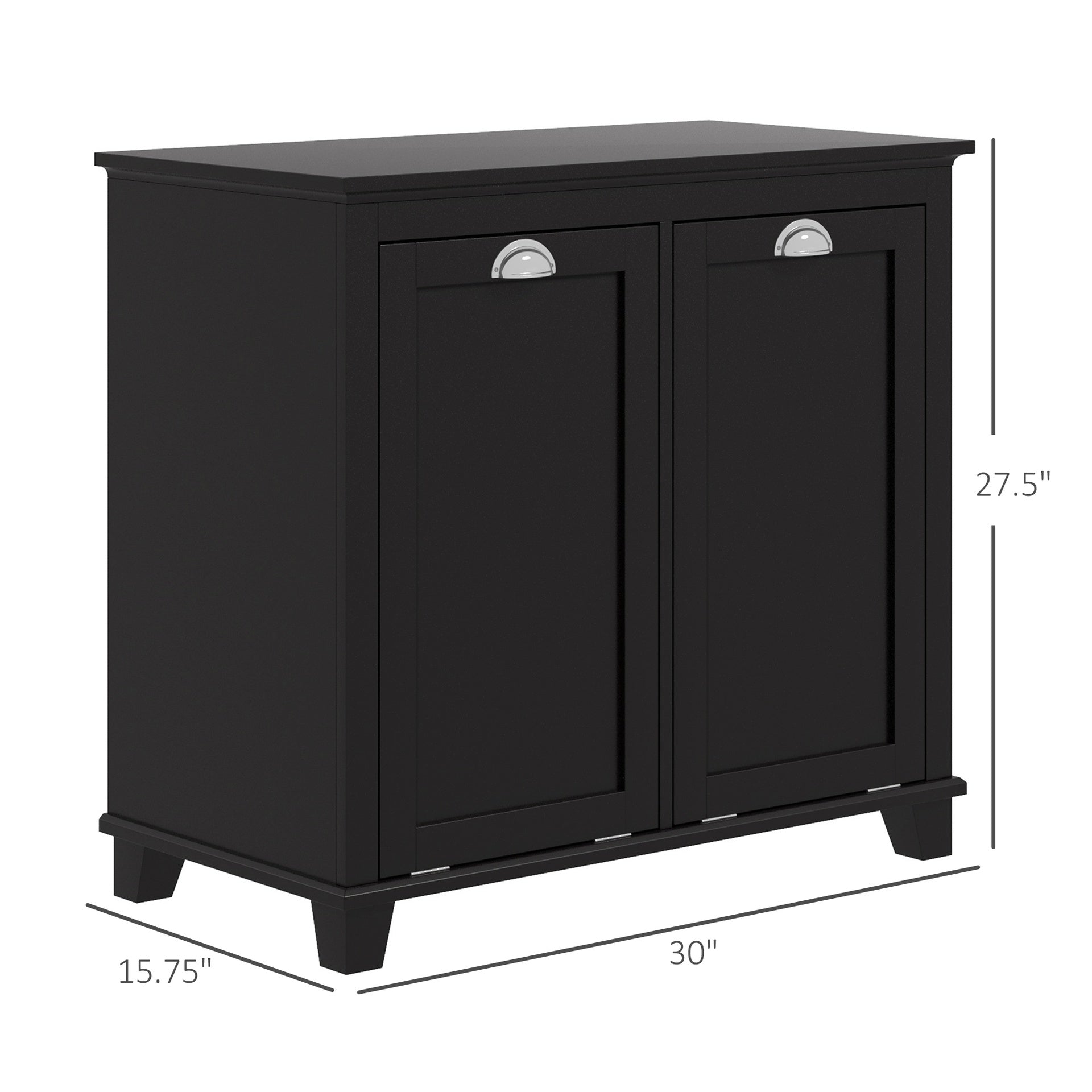 HOMCOM Bathroom Storage Cabinet, Tilt-Out Laundry Hamper with 2 Compartments, Black