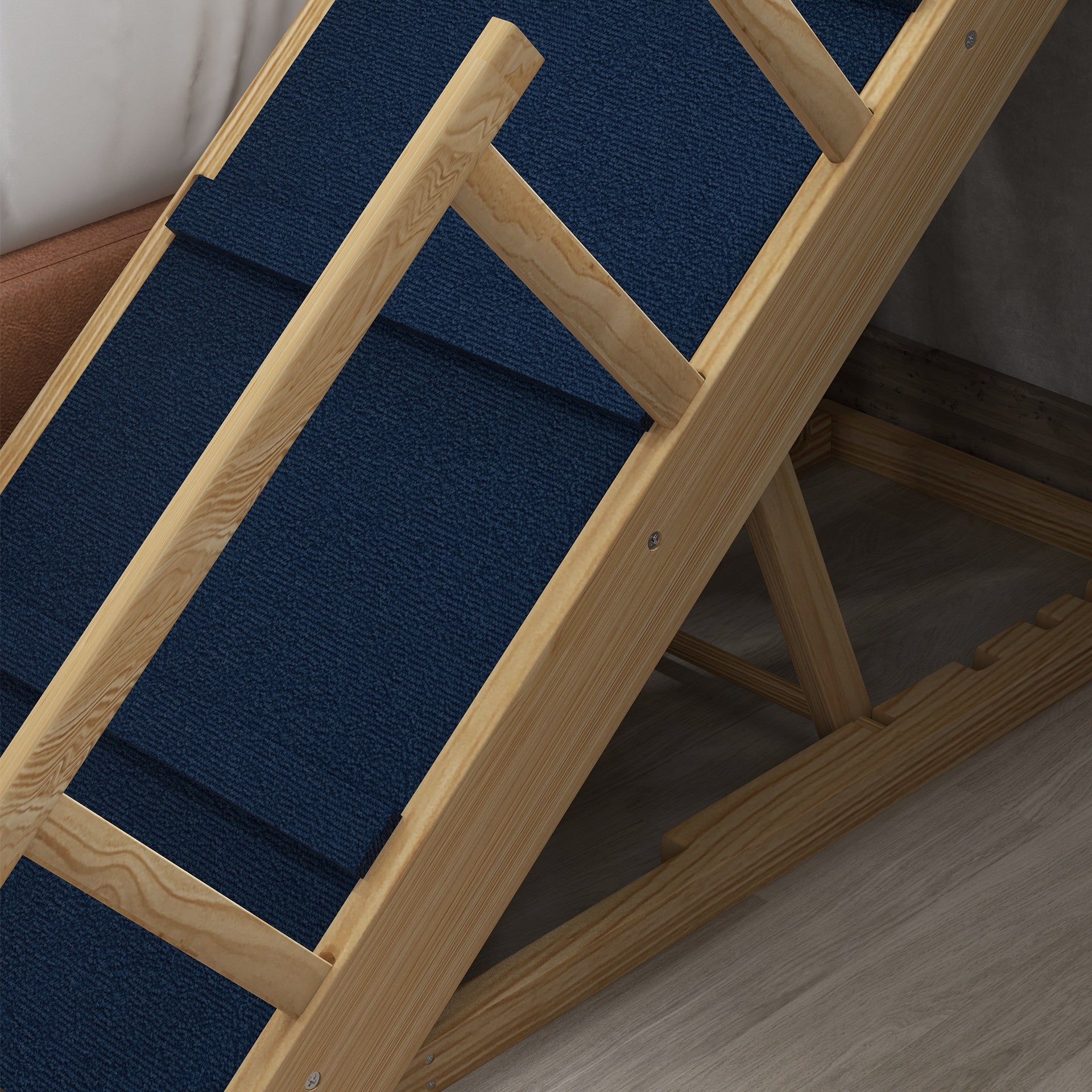 PawHut Dog Ramp, Adjustable Height Pet Steps, Foldable Dog Stairs with Non-slip Mat for Small to Large Dogs