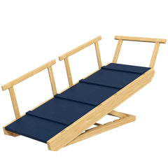 PawHut Dog Ramp, Adjustable Height Pet Steps, Foldable Dog Stairs with Non-slip Mat for Small to Large Dogs