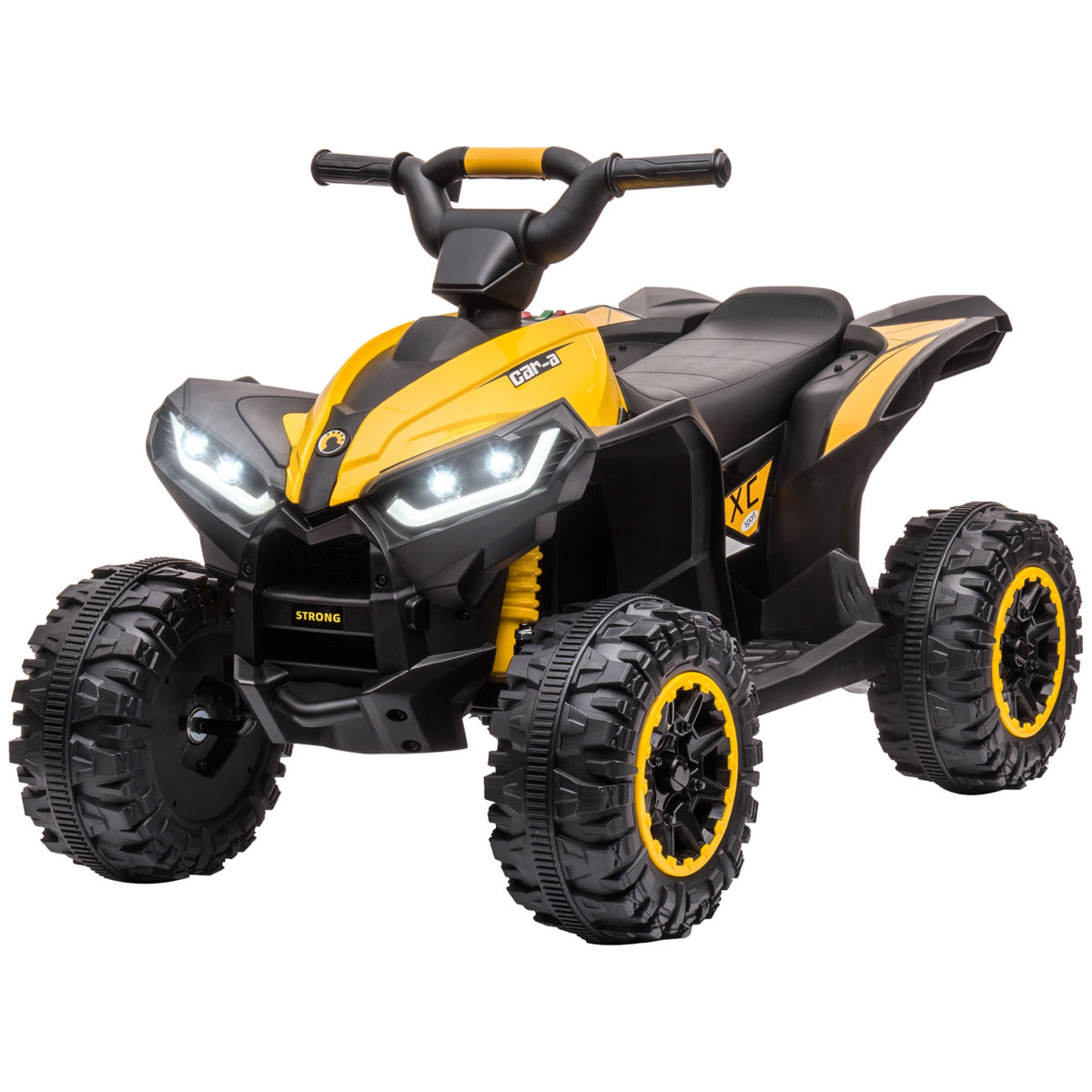 Aosom 12V Kids ATV Quad Car with Forward & Backward Function, Four Wheeler for Kids with Wear-Resistant Wheels, Music, Electric Ride-on ATV for Toddlers Ages 3+ Years Old, Yellow