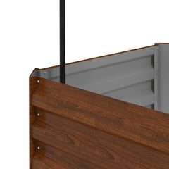 Outsunny Galvanized Planter Box, 24" x 24" x 73.5" Raised Garden Bed with Tomato Cage for Climbing Vines, Brown