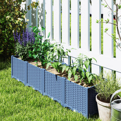 Outsunny Plastic Raised Garden Bed, 5 x 1 x 1 ft Outdoor Flower Box with Drainage Holes for Vegetables, Herbs, Blue