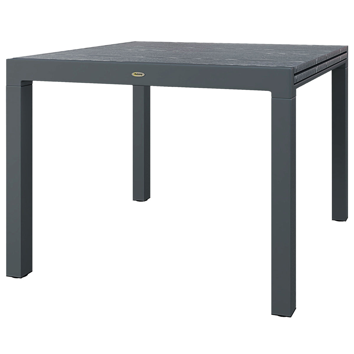 Outsunny Patio Table for 6-8 People, Aluminum Frame Rectangle Garden Table with Wood Effect Steel Top, for Backyard, Dark Gray