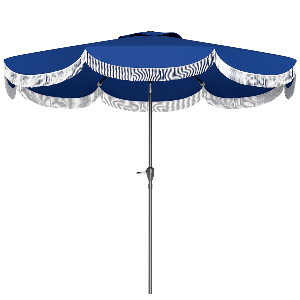 Outsunny 9FT Patio Umbrella, UPF 30+ Outdoor Market Umbrella with Crank, 8 Ribs, Push Button Tilt, Vented for Patio Deck Backyard Lawn, Navy Blue