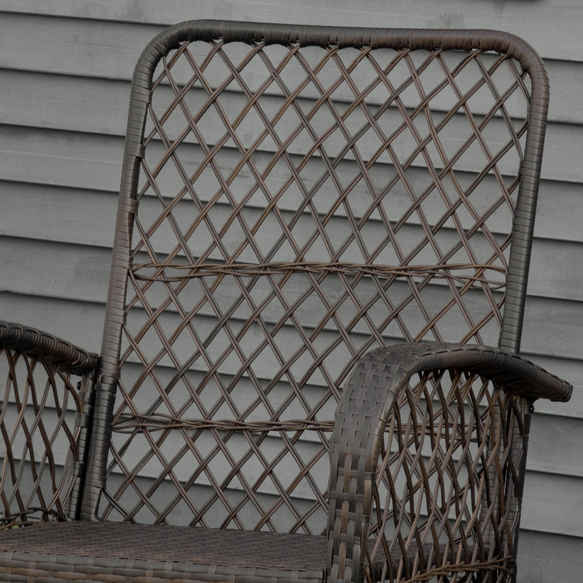 Outsunny Outdoor PE Rattan Wicker Recliner Rocker Chair w/ Soft Cushion for Garden