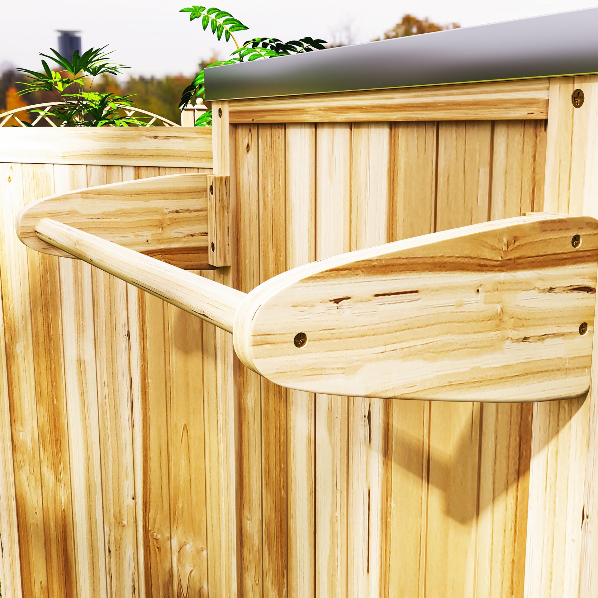 Outsunny Outdoor Grill Cart with Stainless Steel Top, Solid Wood Outdoor Kitchen Island with Wheels, Natural Wood