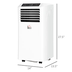 HOMCOM 8000BTU Mobile Portable Air Conditioner with Cooling, Dehumidifier, and Ventilating with Remote Control, 2 Speed Fans, 24-Hour Timer for Bedroom, Living Room, Home Office, White
