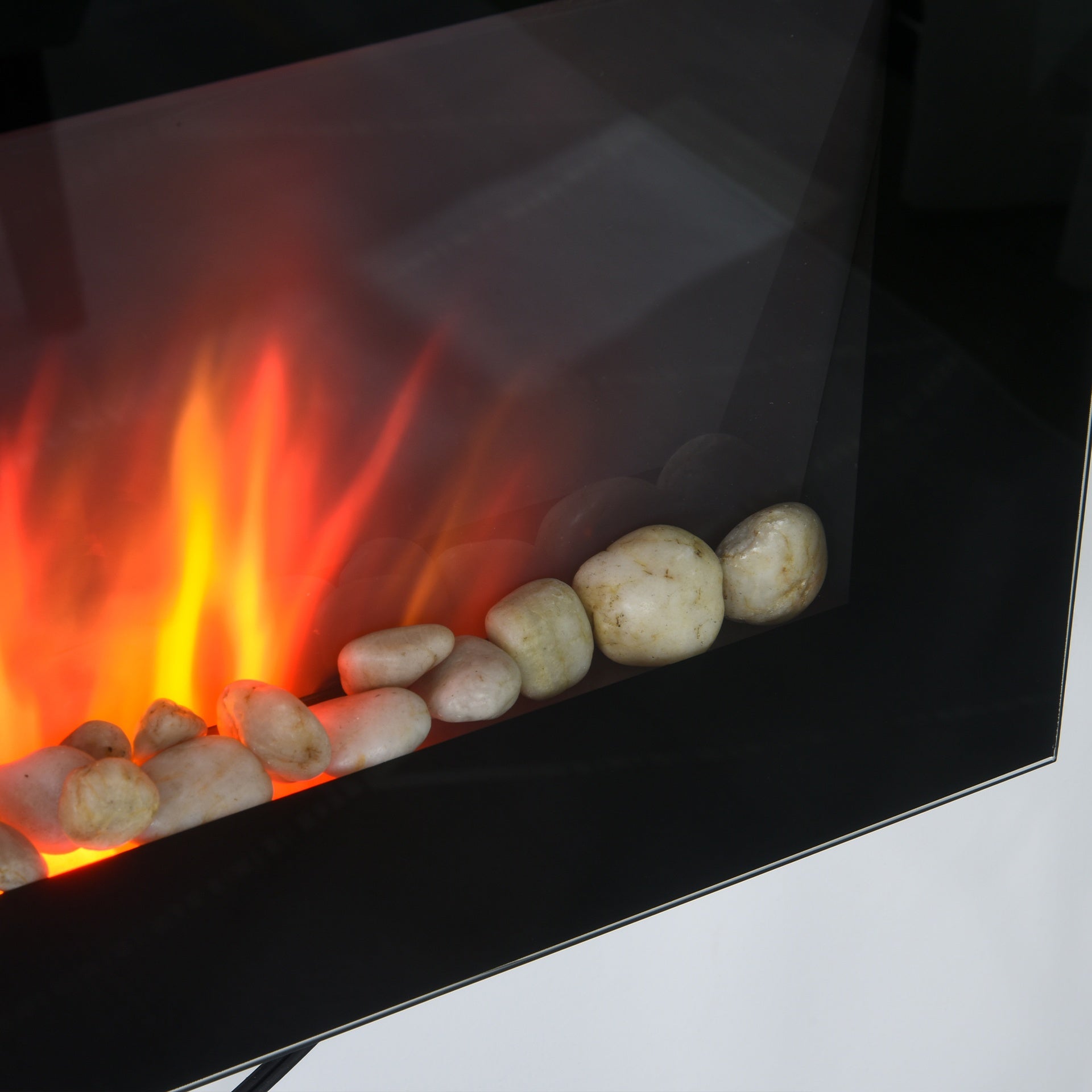 HOMCOM 28.5" 1450W Electric Wall-Mounted Fireplace with Flame Effect, 7 Color Background Light, Black