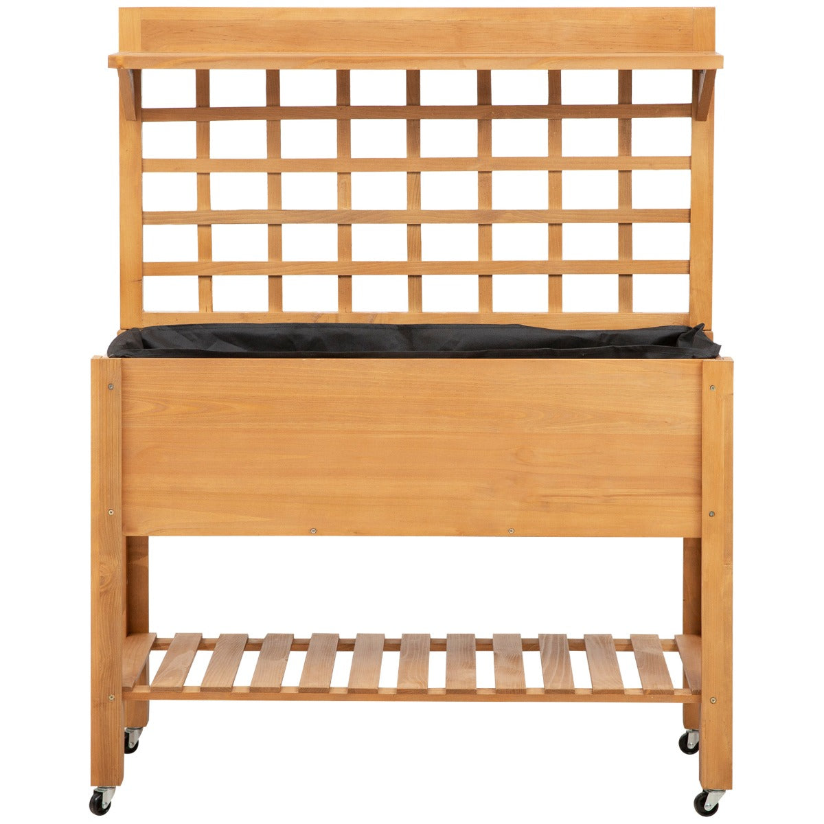 Outsunny 41"x18"x53" Elevated Garden Raised Bed with Shelf and Wheels Solid Wood Planter Flower Herb Boxes for Vegetables Flower Outdoor/Indoor - Brown