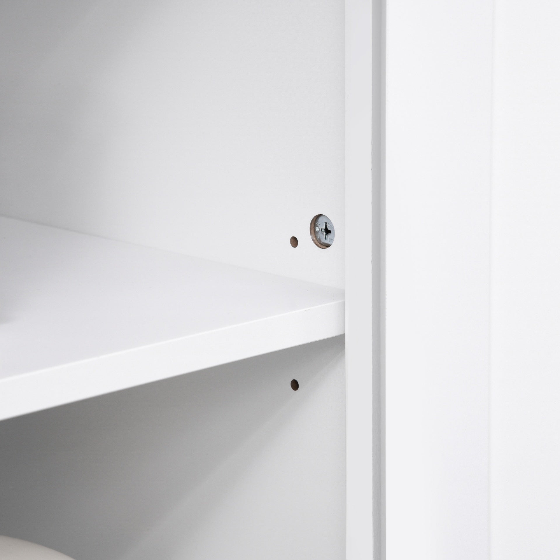 HOMCOM Kitchen Buffet Hutch Cabinet, Freestanding Kitchen Pantry Storage Cabinet Cupboard with Framed Glass Door, Drawer and Microwave Space, White