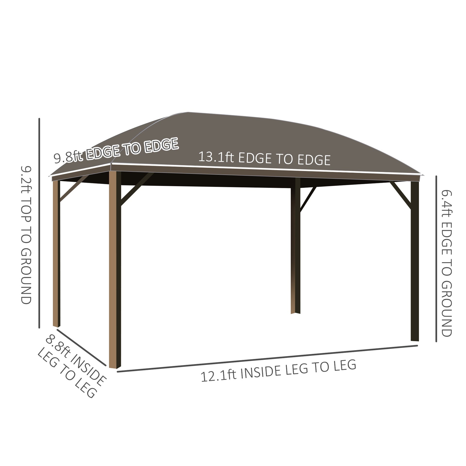 Outsunny 10' x 13' Hardtop Gazebo with Curtains, Netting, Pavilion with Steel Roof Ceiling Hook for Garden Patio, Gray