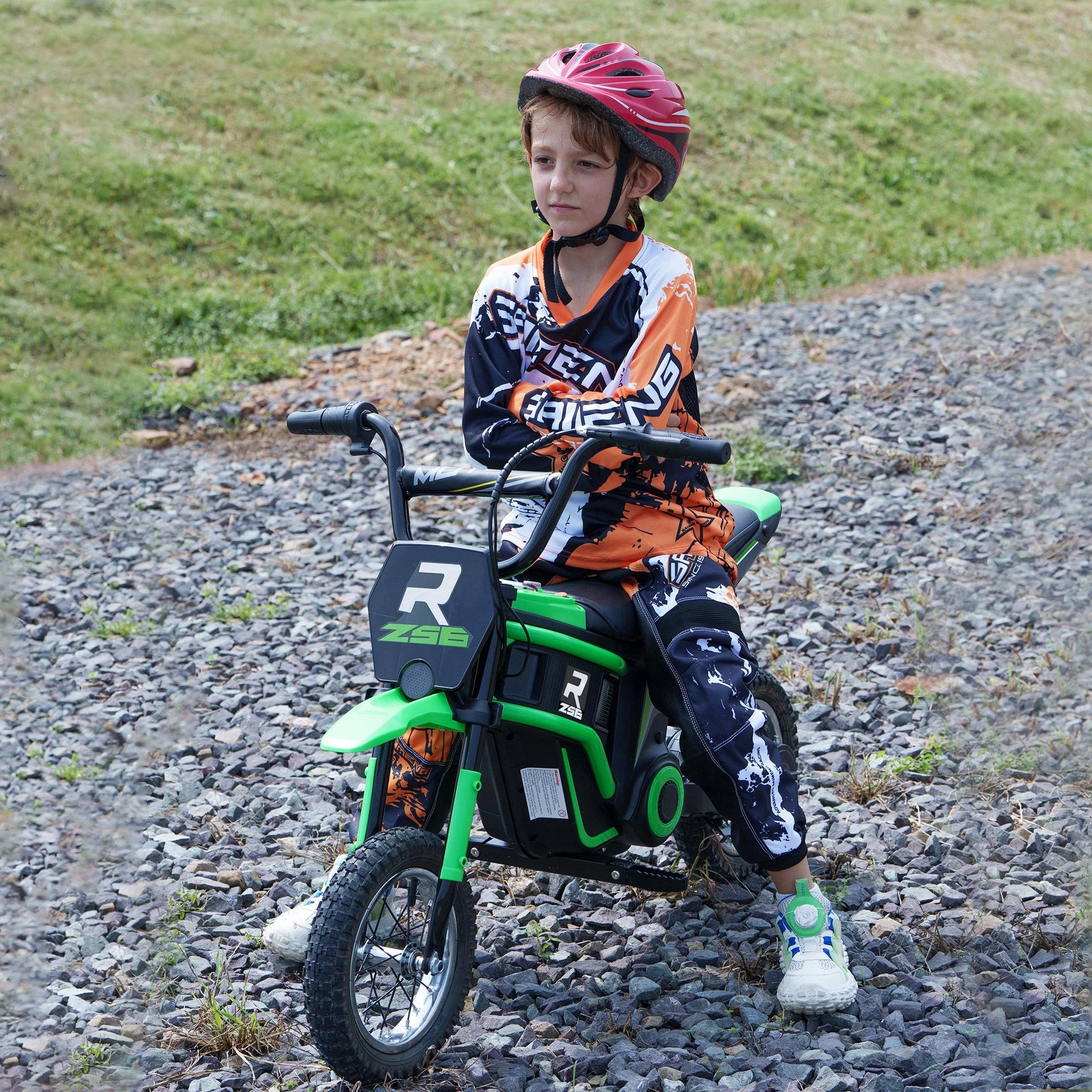 Aosom 24V 350W Electric Dirt Bike Up to 15 MPH w/ Twist Grip Throttle, Green