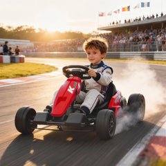 Qaba 24V Electric Go Kart with Dual 150W Motors, Adjustable Seat & 11.2MPH High Speed, Slow Start, 5-Point Harness, Red