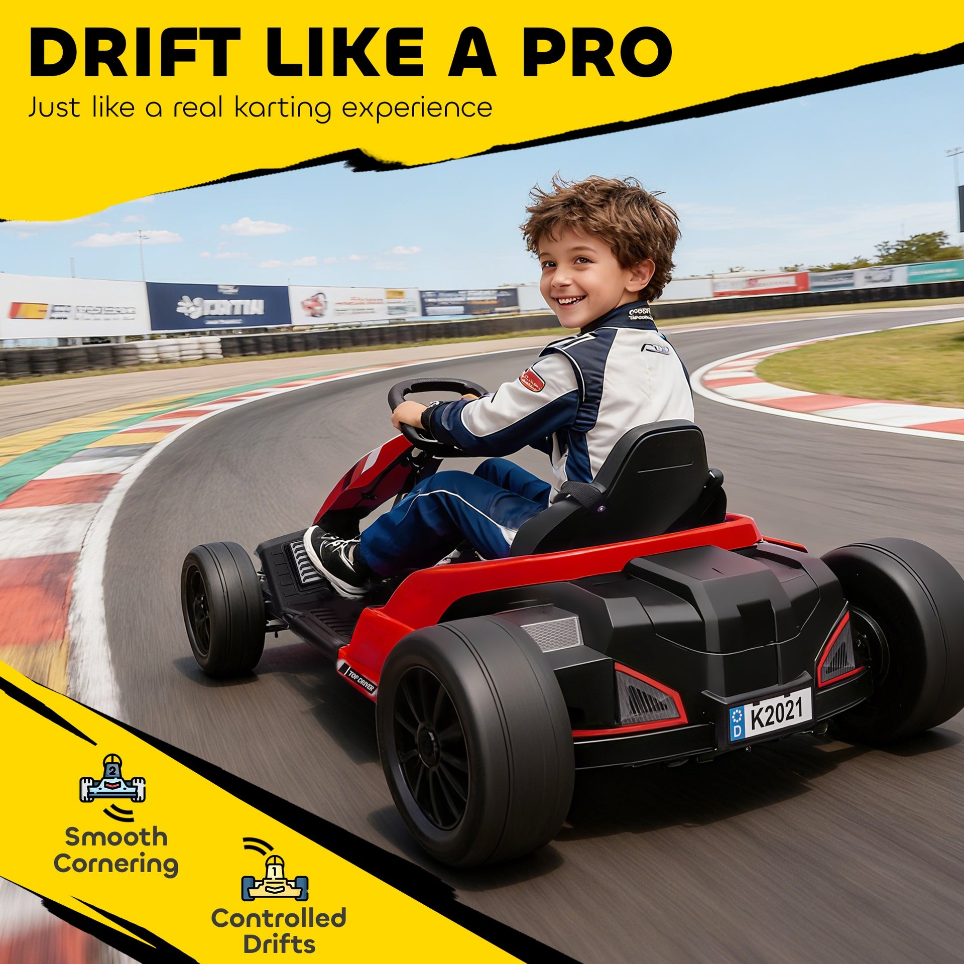 Qaba 24V Electric Go Kart with Dual 150W Motors, Adjustable Seat & 11.2MPH High Speed, Slow Start, 5-Point Harness, Red