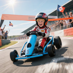 Aosom 24V Electric Go Kart for Kids, Drift Ride-On Racing Go Kart with 2 Speeds, for Boys Girls Aged 8-12 Years Old, Blue