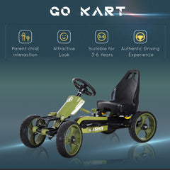 Aosom Pedal Go Kart for Kids with Adjustable Seat for 3-6 Year Old Boys and Girls, Green