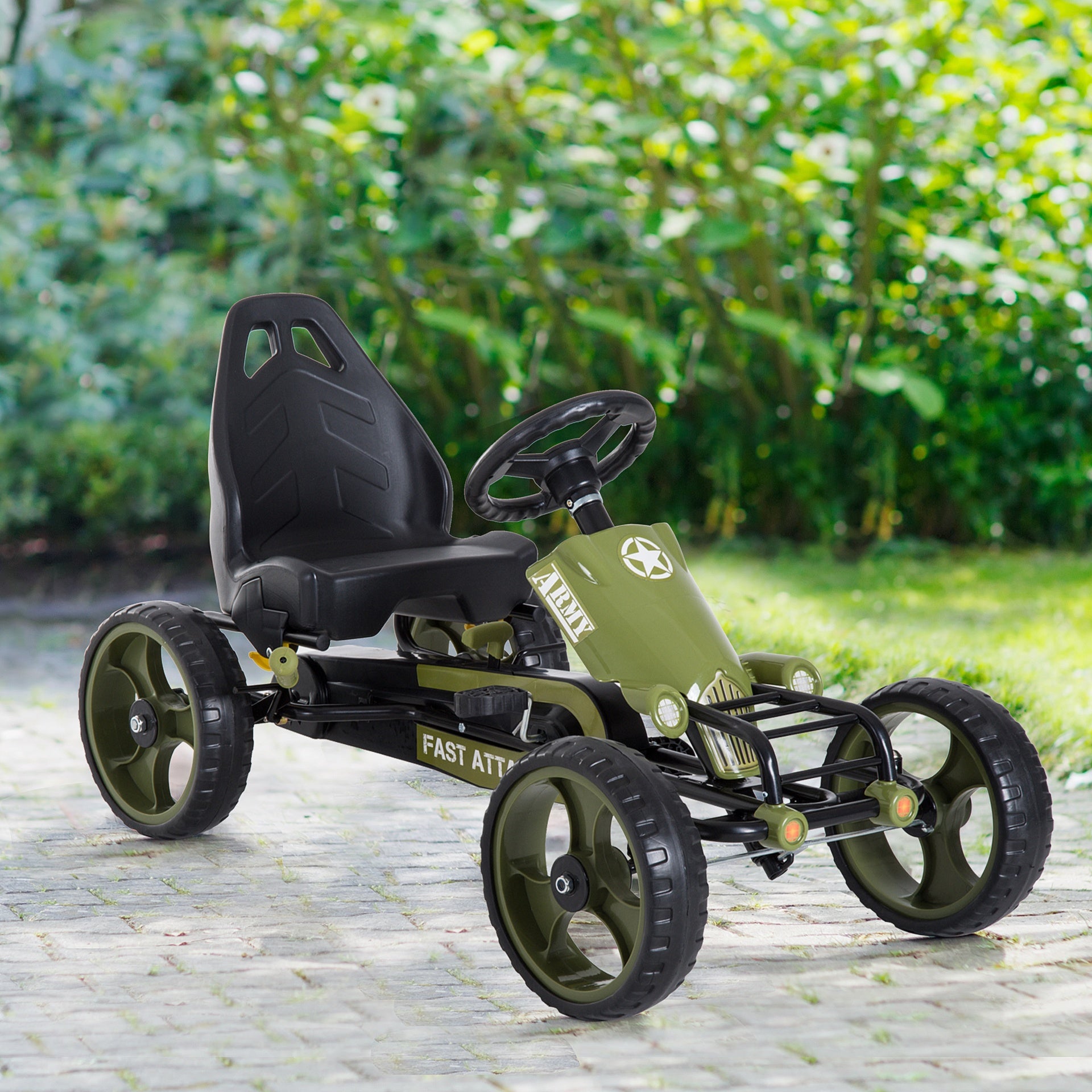 Aosom Pedal Go Kart for Kids with Adjustable Seat for 3-6 Year Old Boys and Girls, Green