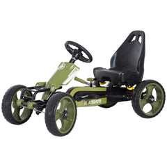 Aosom Pedal Go Kart for Kids with Adjustable Seat for 3-6 Year Old Boys and Girls, Green