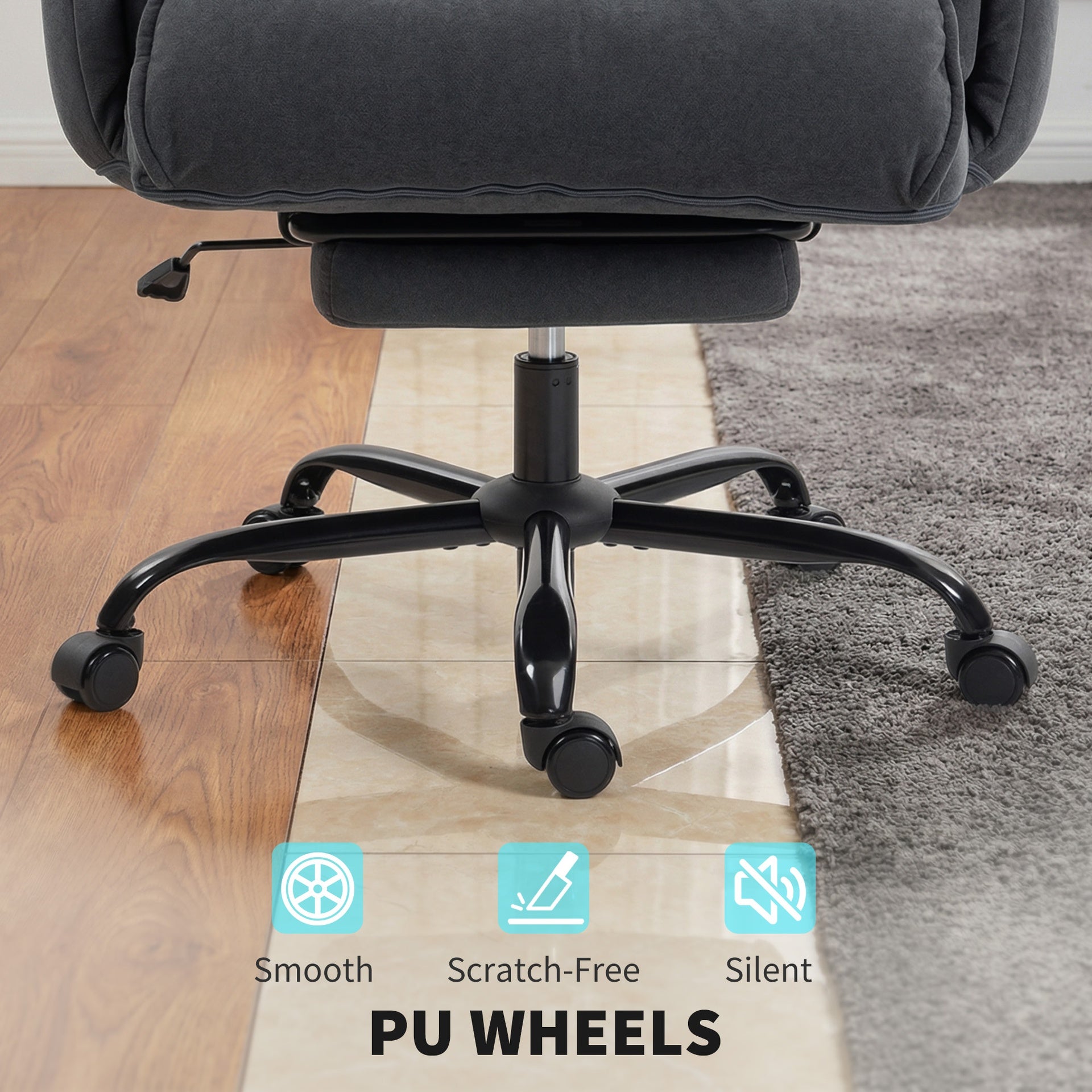 HOMCOM High Back Office Chair, Reclining Desk Chair with Footrest, High Resilience Foam, Rolling Wheels, Dark Gray