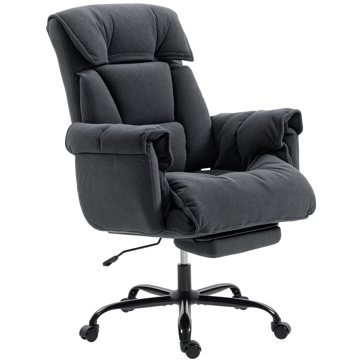 HOMCOM High Back Office Chair, Reclining Desk Chair with Footrest, High Resilience Foam, Rolling Wheels, Dark Gray