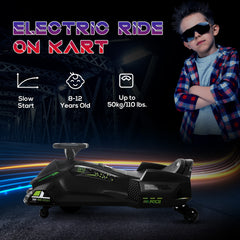 Aosom 12V Electric Drifting Go Kart w/ Slow Start, Music, Lights, Black