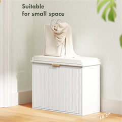 HOMCOM Shoe Storage Bench with Padded Seat Cushion and Flip-Drawer, Entryway Bench, Shoe Cabinet, 24.4x10.2x18.7 Inches, White