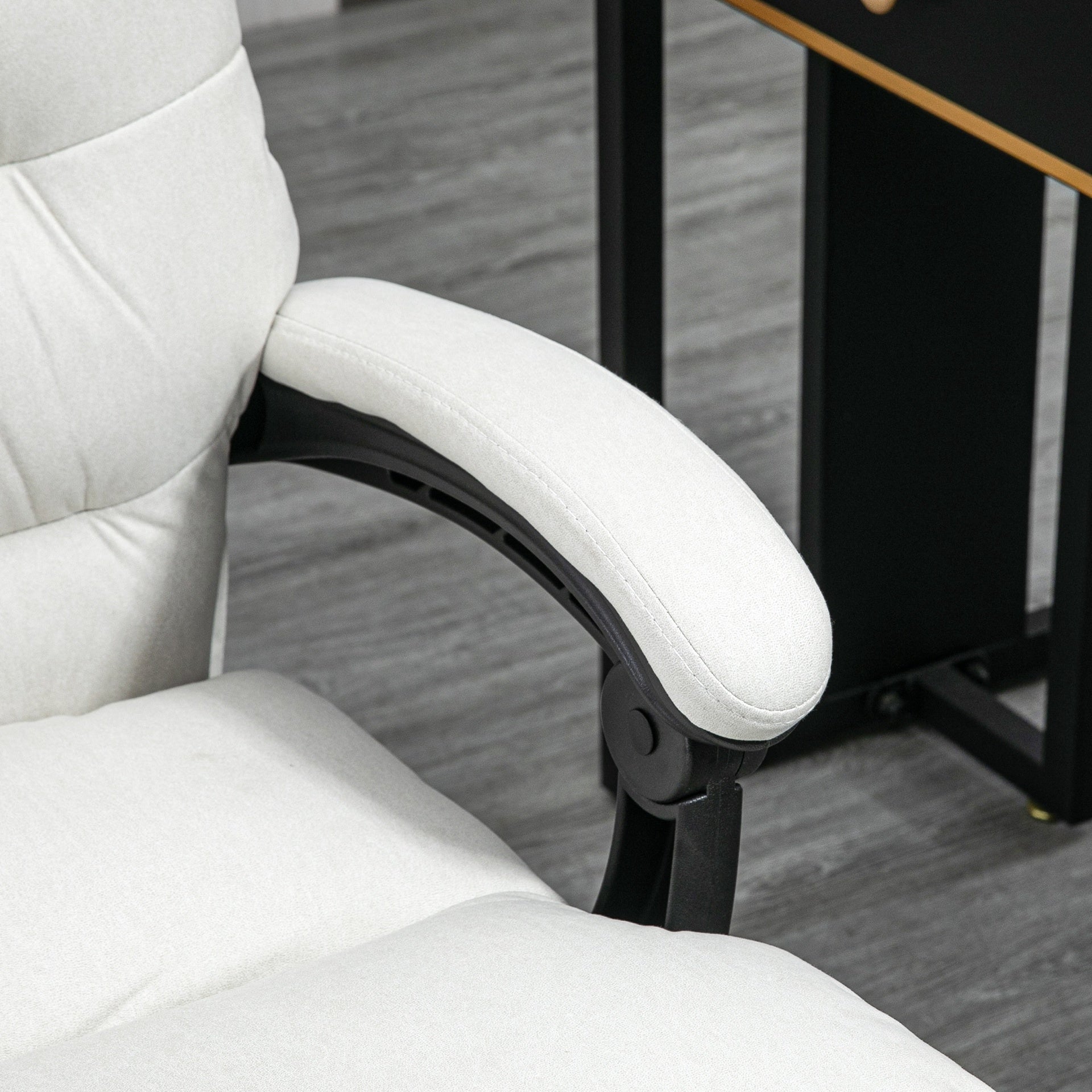 Vinsetto Microfibre Executive Massage Office Chair, Computer Desk Chair, Reclining Chair with Footrest, Double-tier Padding, Swivel Wheels, Cream White