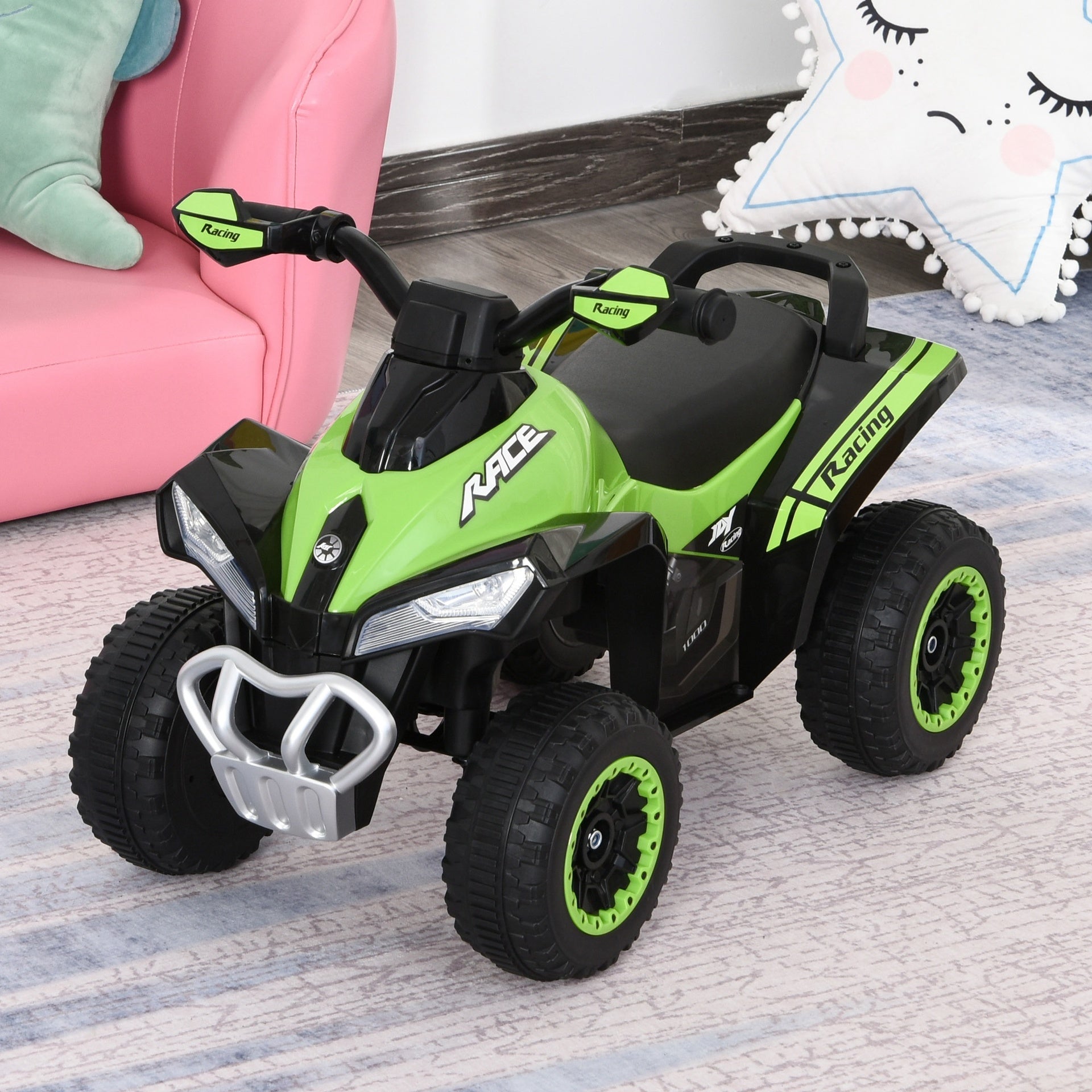 Aosom NO Power Kids Ride On Push Car, w/ Music, Lights for 1.5-3, Green