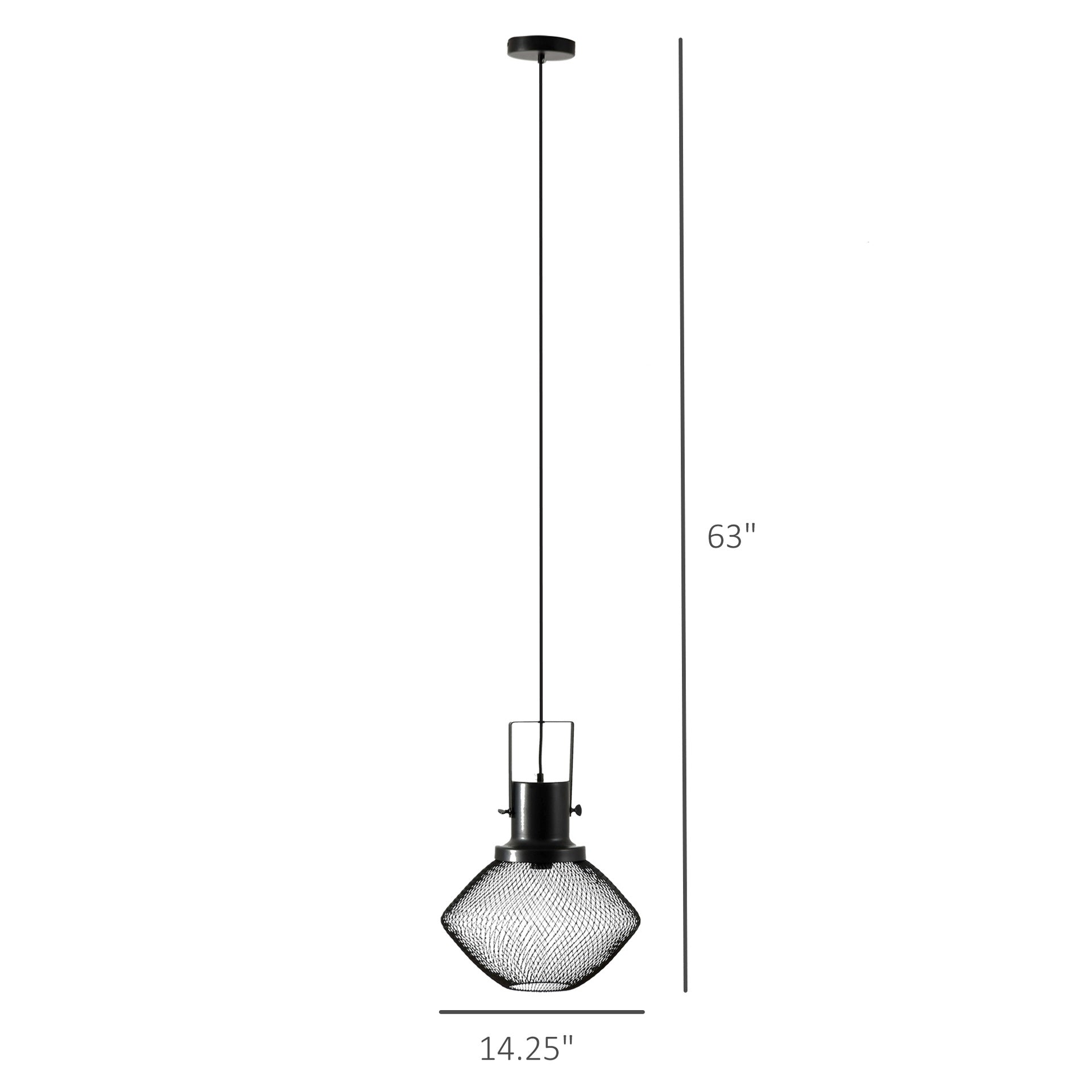 HOMCOM Industrial Pendant Light Fixtures with Adjustable Hanging Chain, Black