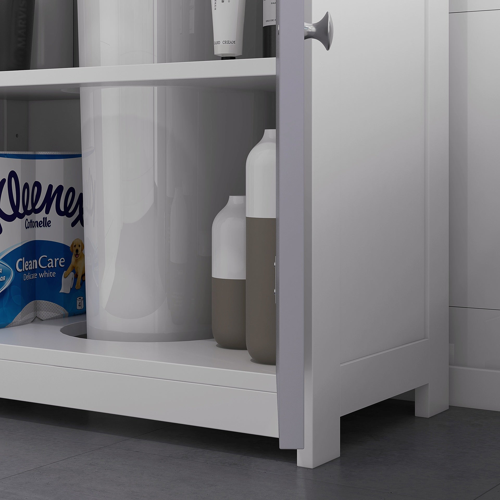 kleankin Bathroom Vanities, Bathroom Sink Cabinets with U-Shape Cut-Out and Adjustable Internal Shelf, White and Gray