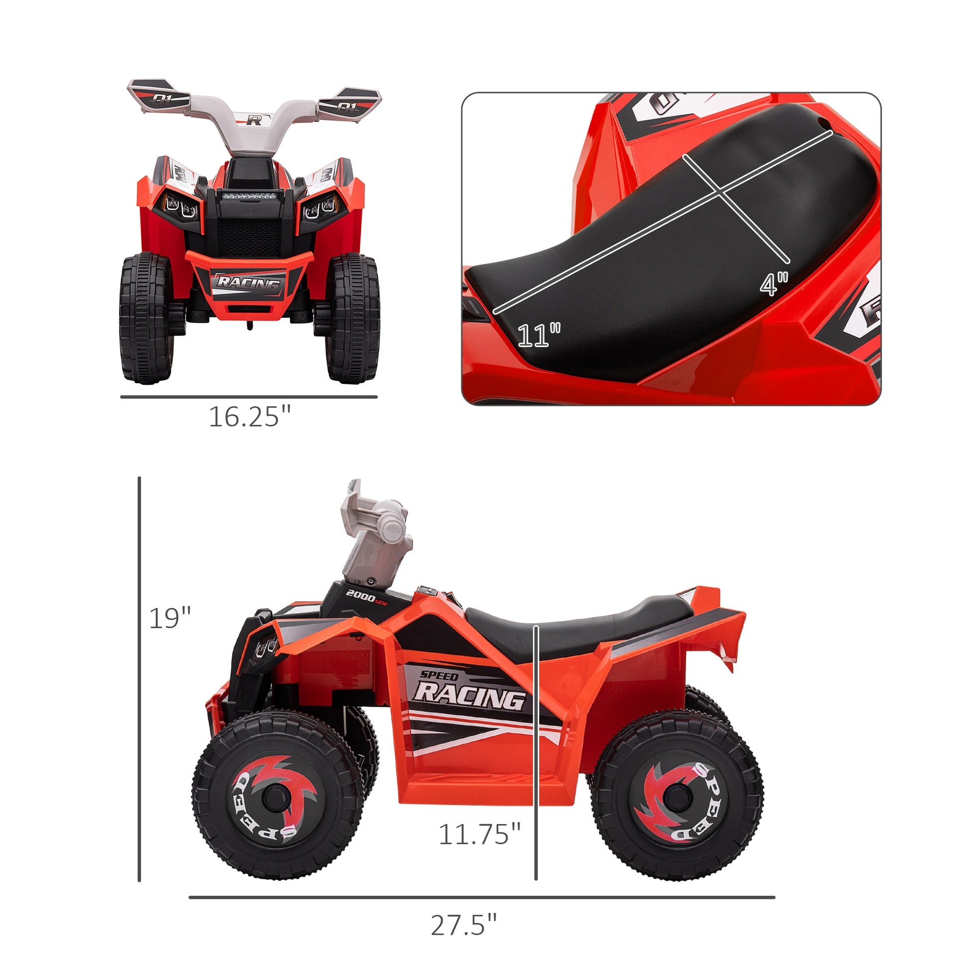 Aosom 6V Electric Toy Car with Forward Backward, Wear-Resistant Wheels for Ages 18-36 Months, Red