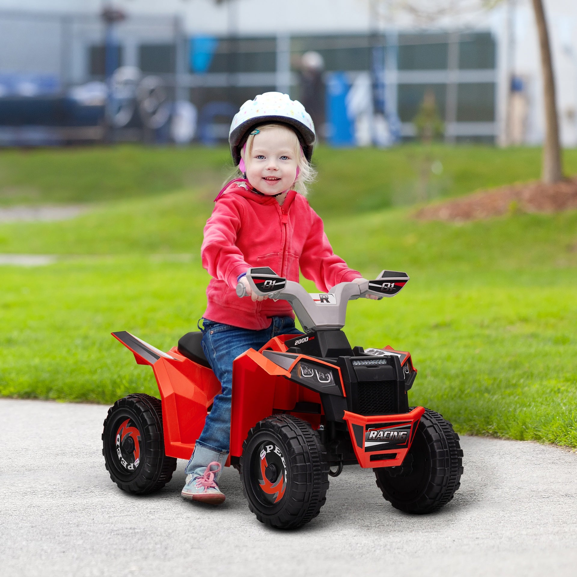 Aosom 6V Electric Toy Car with Forward Backward, Wear-Resistant Wheels for Ages 18-36 Months, Red