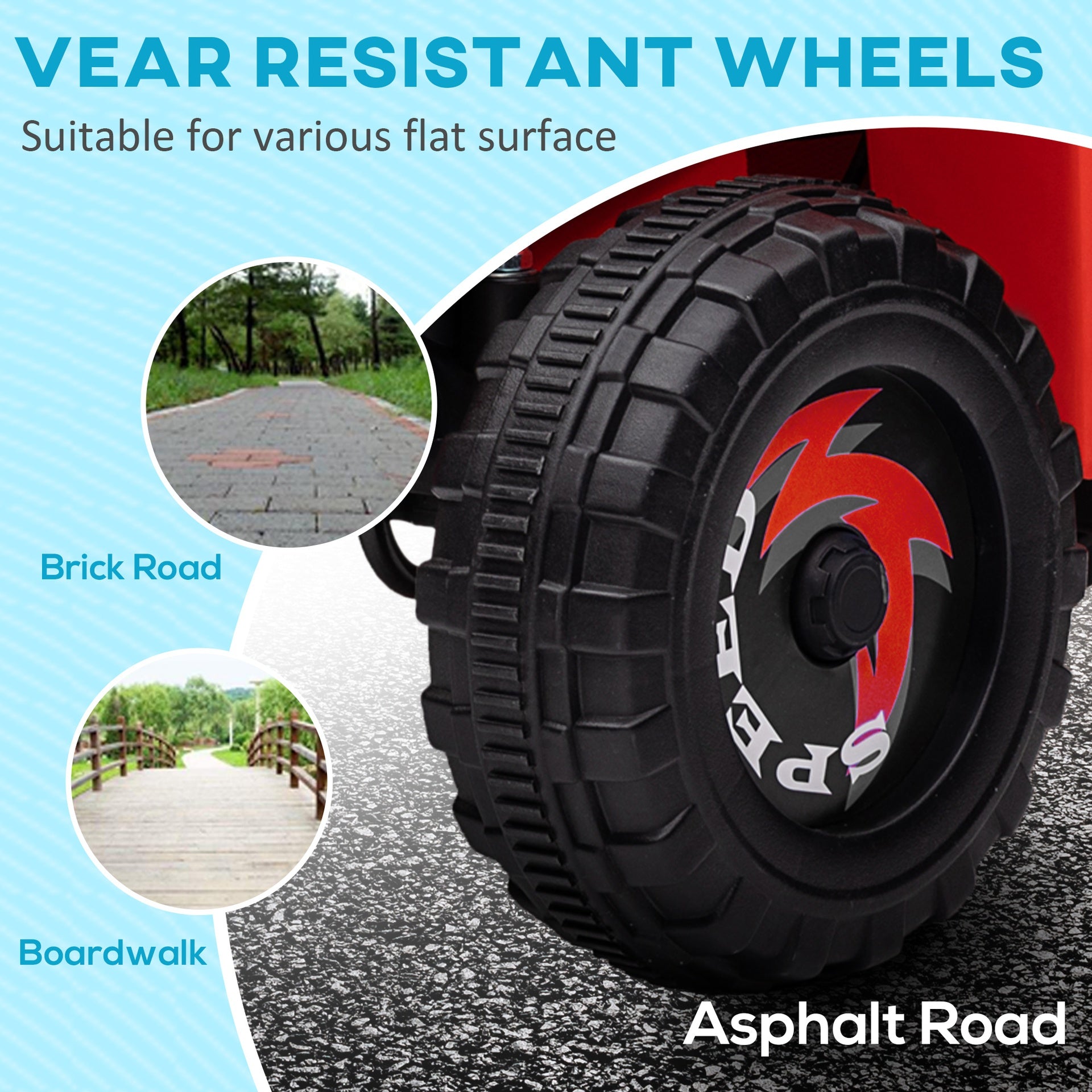 Aosom 6V Electric Toy Car with Forward Backward, Wear-Resistant Wheels for Ages 18-36 Months, Red