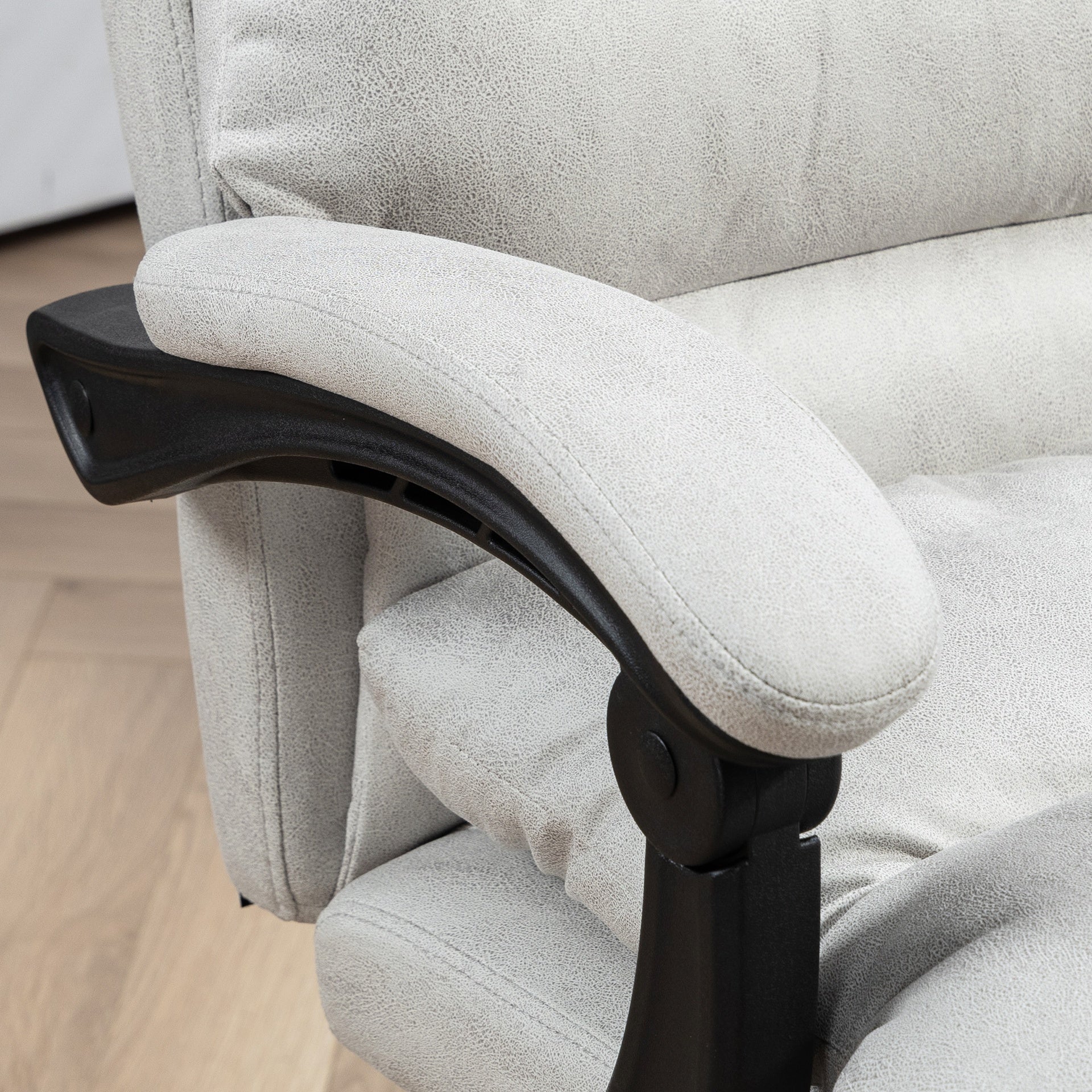 Vinsetto Microfibre Massage Office Chair, Heated Reclining Chair with Footrest, Double-tier Padding, Swivel Wheels, Light Gray