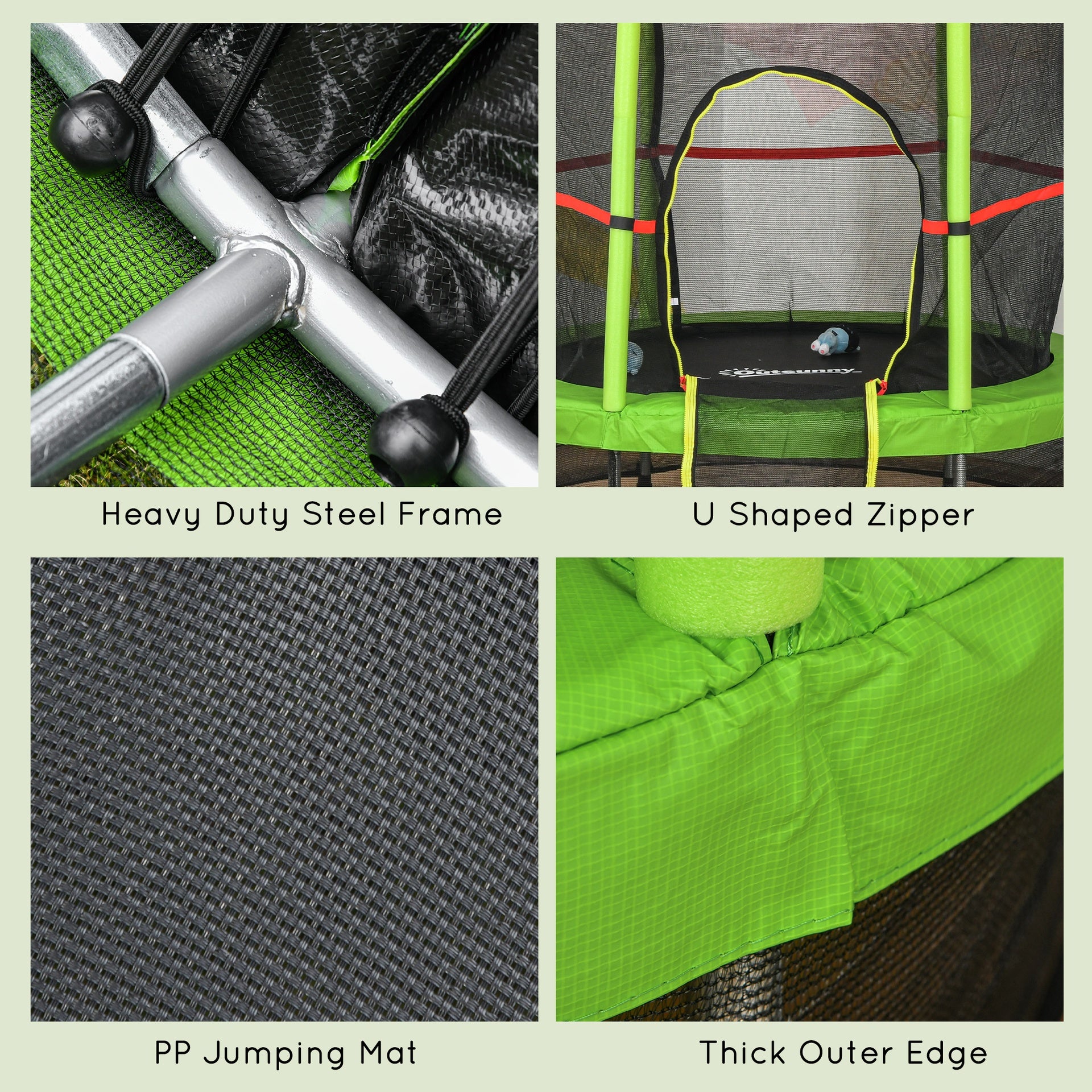 Outsunny Φ5FT Kids Trampoline with Enclosure Net for Age 3 to 6 Years Green