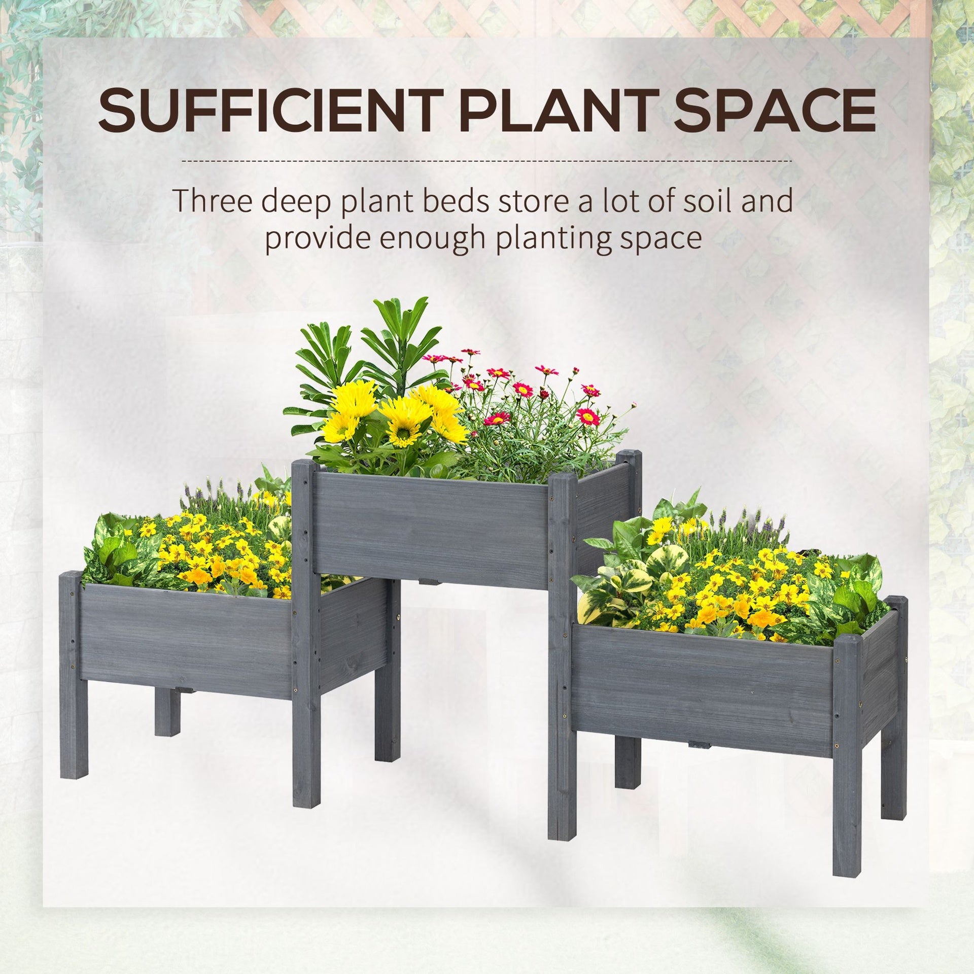 Outsunny 3 Tier Raised Garden Bed Freestanding Planter Box for Vegetables, Herb, Flowers