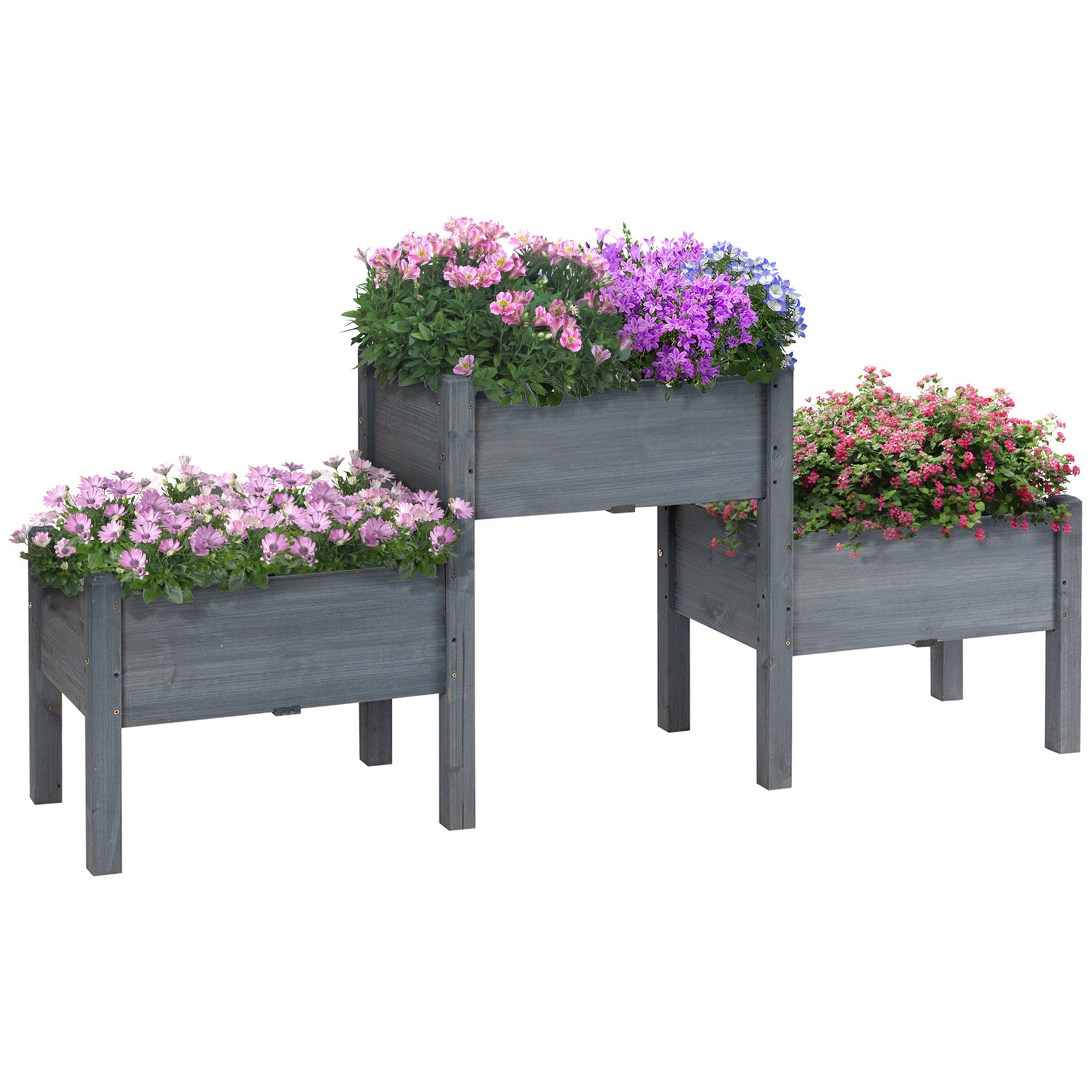 Outsunny 3 Tier Raised Garden Bed Freestanding Planter Box for Vegetables, Herb, Flowers