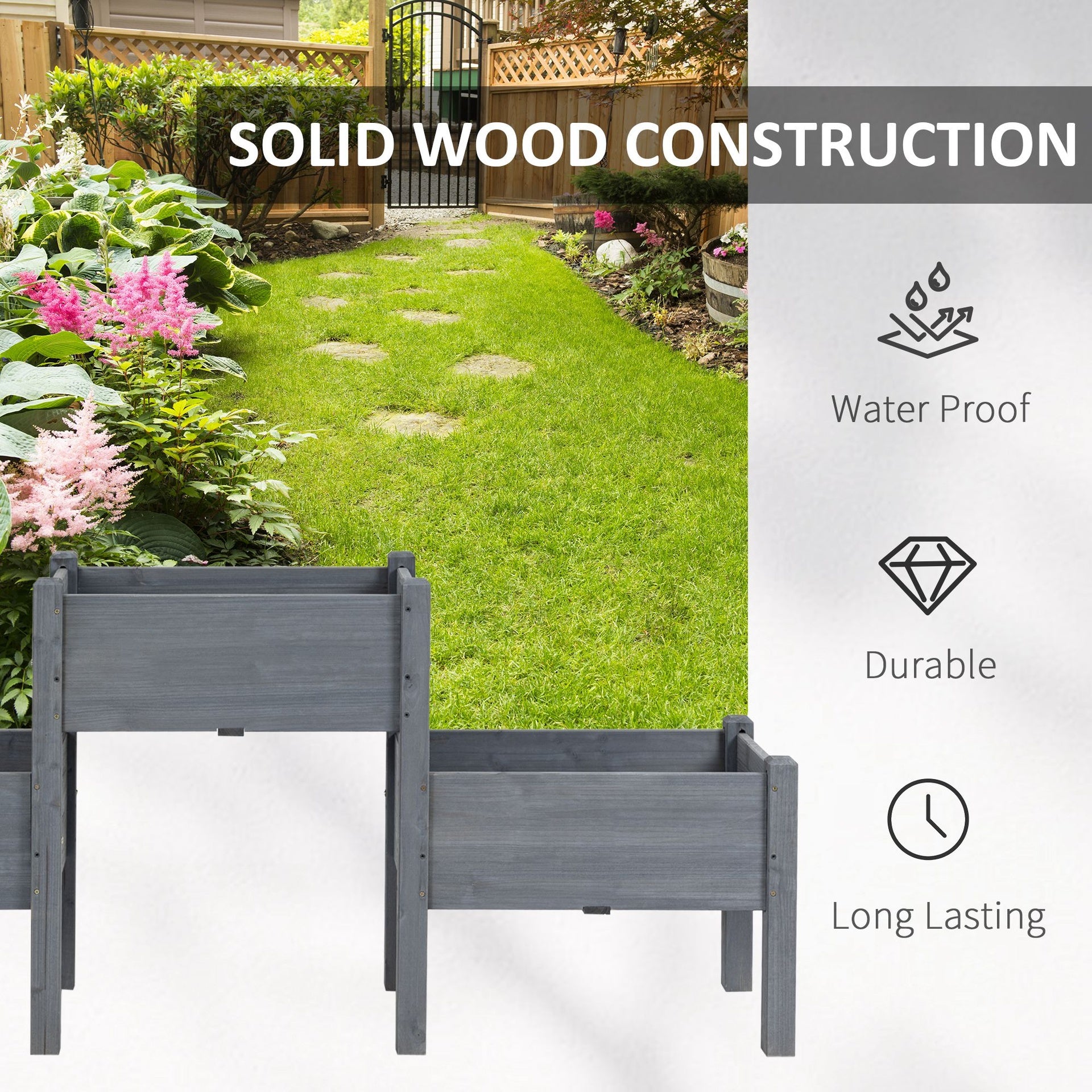 Outsunny 3 Tier Raised Garden Bed Freestanding Planter Box for Vegetables, Herb, Flowers