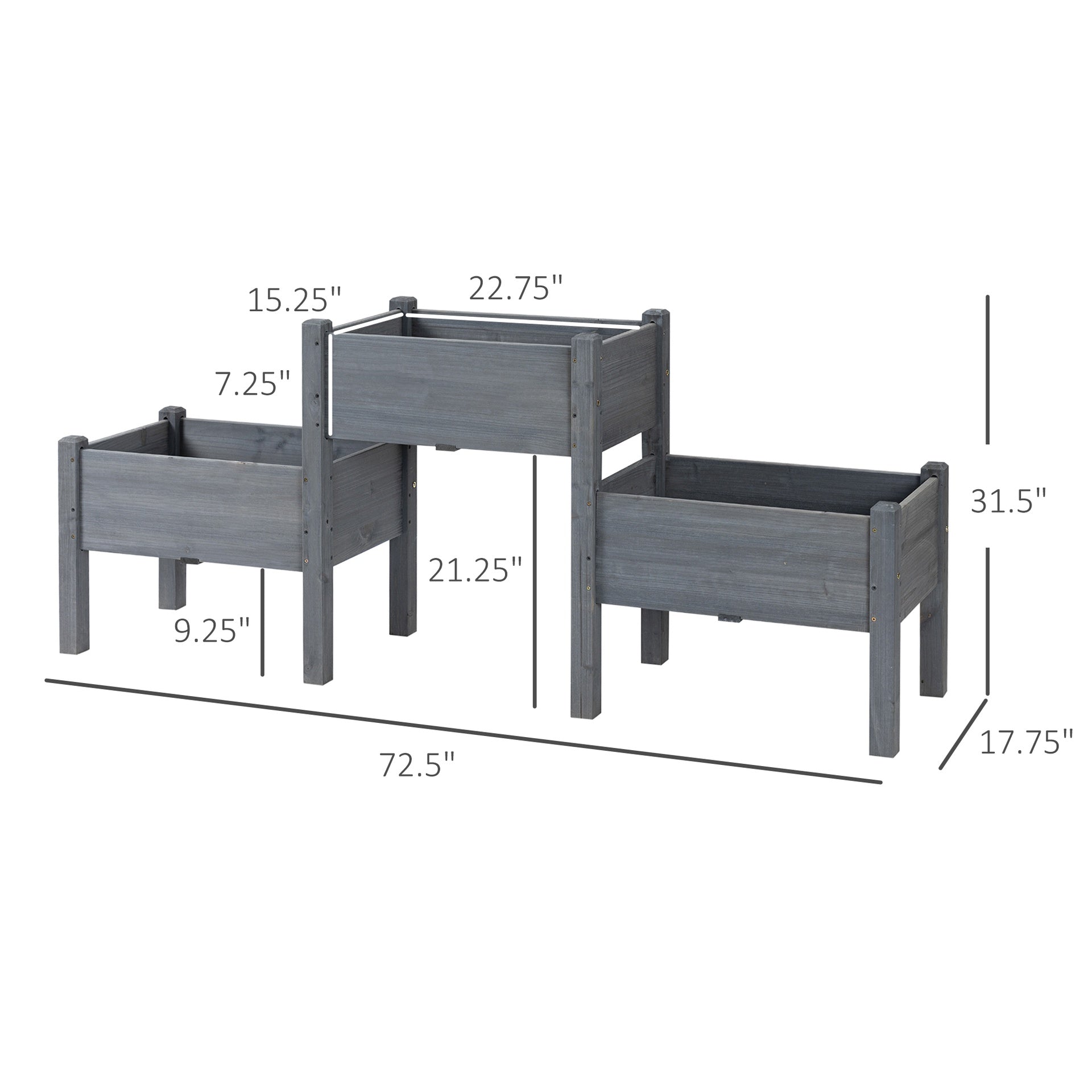 Outsunny 3 Tier Raised Garden Bed Freestanding Planter Box for Vegetables, Herb, Flowers