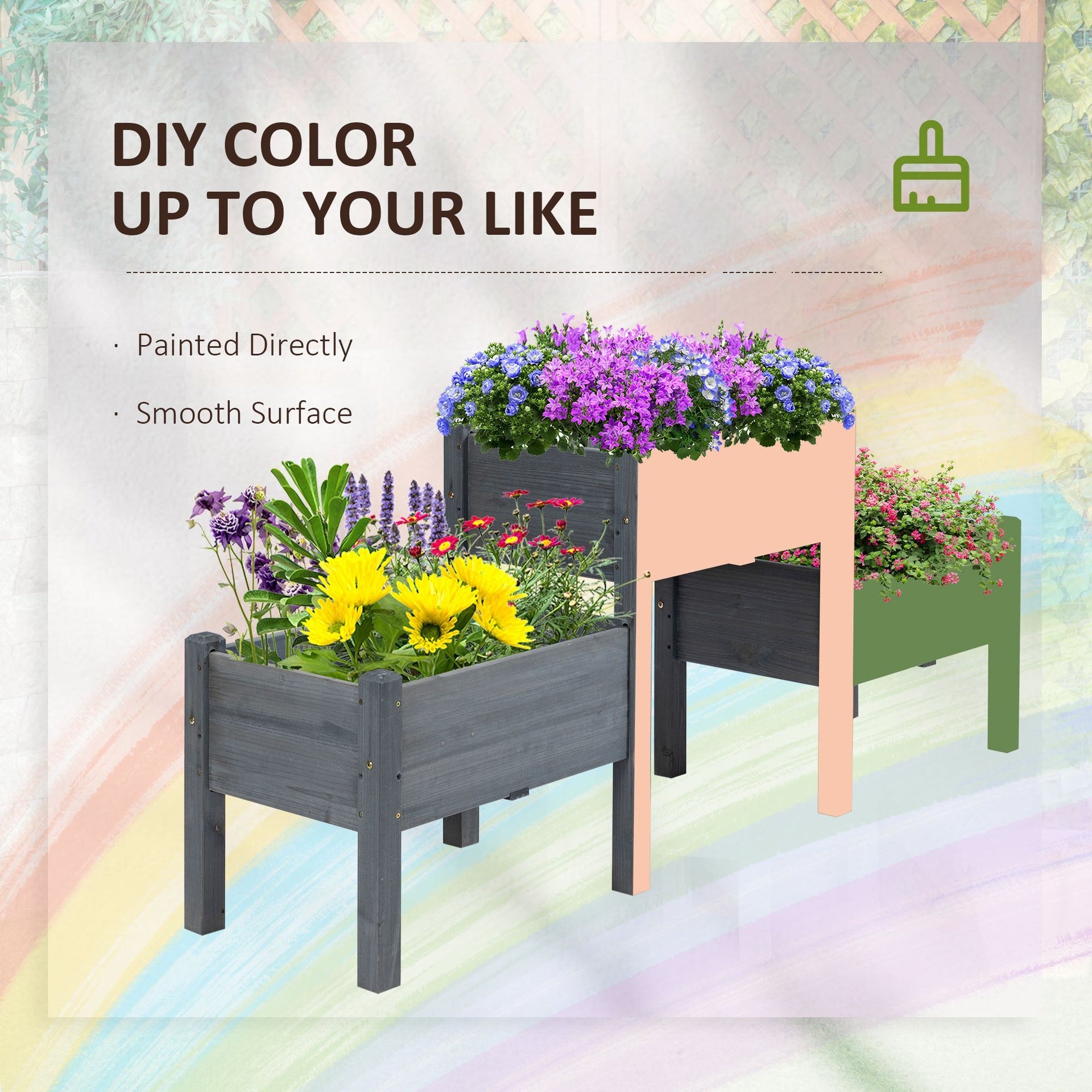Outsunny 3 Tier Raised Garden Bed Freestanding Planter Box for Vegetables, Herb, Flowers